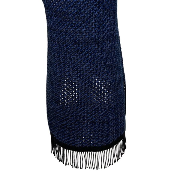 N/Nicholas Knit Fringe Tunic 8 Blue Sleeveless Sweater Scoop Neck Side Slits - Picture 9 of 12